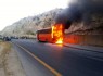 آتش سوزی اتوبوس مشهد به زاهدان بدون صدمه جانی، مهار شد