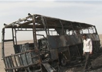 حریق اتوبوس مسافر بری با ۴۲ مسافر