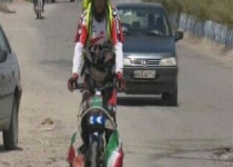شهرستان دلگان میزبان دوچرخه سوار ایرانگرد حامل پیام شهدای مدافع حرم+ تصاویر