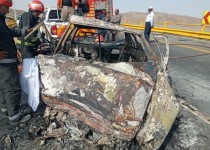 آتش تصادف ۴ نفر را در خود سوزاند